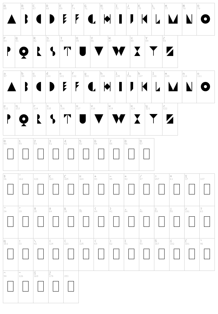 Dwiggins Initials KK font map